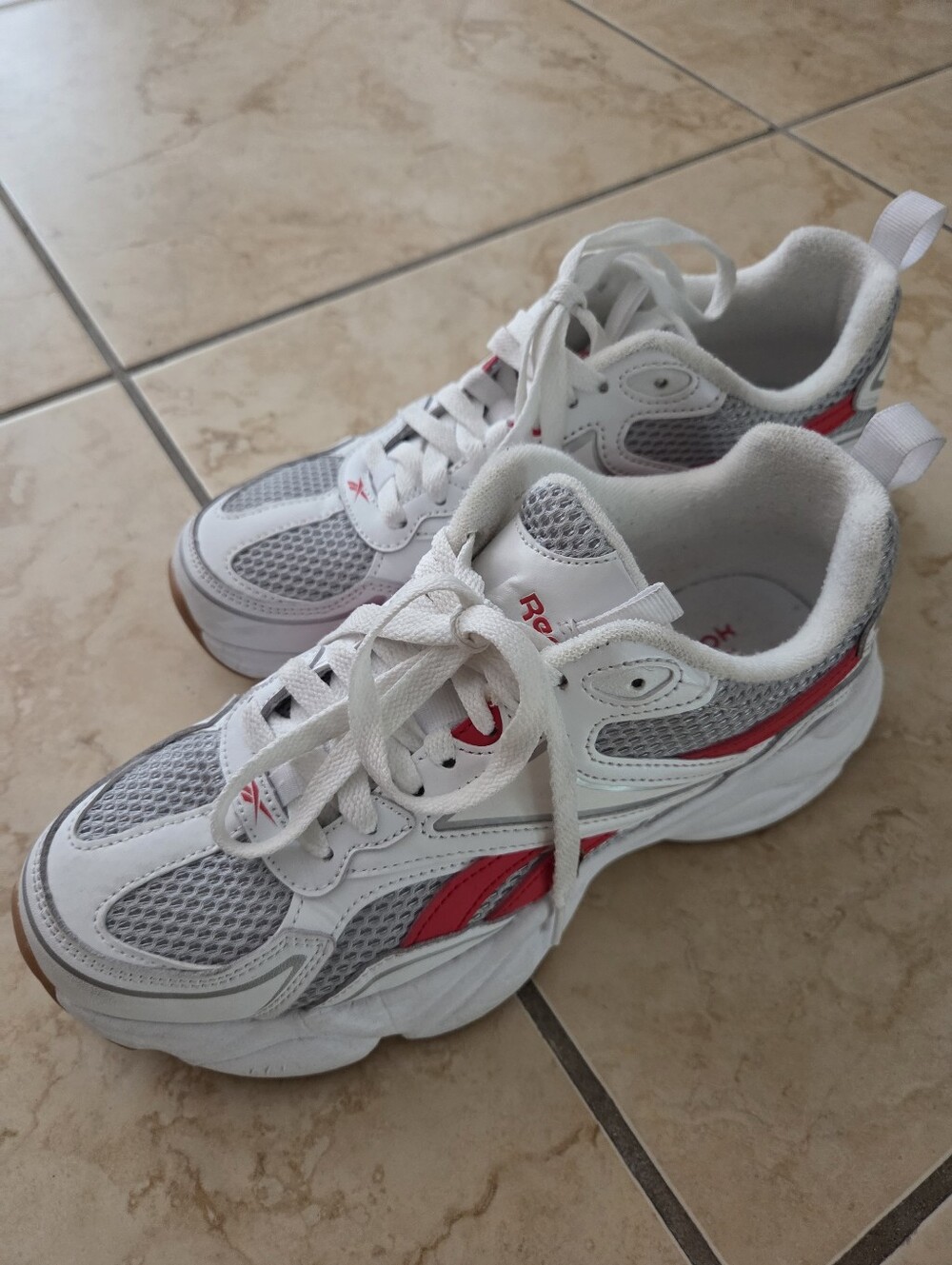 Reebok White Sneakers with Red Accent
